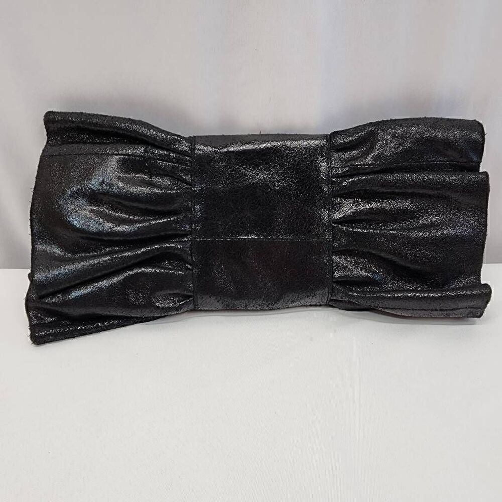 Sorpresa Black Soft Leather Bow Clutch Vintage Y2K - Picture 2 of 6